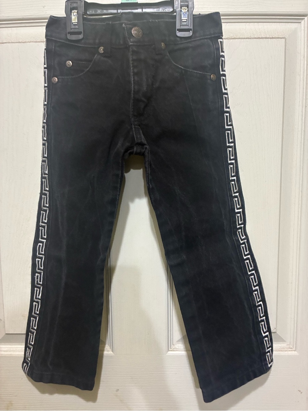 Black Boy’s Jeans with Side Greek Key Stripe